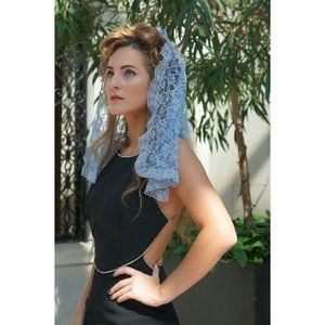Blue Lace Feminine Scarf Vintage Accessories